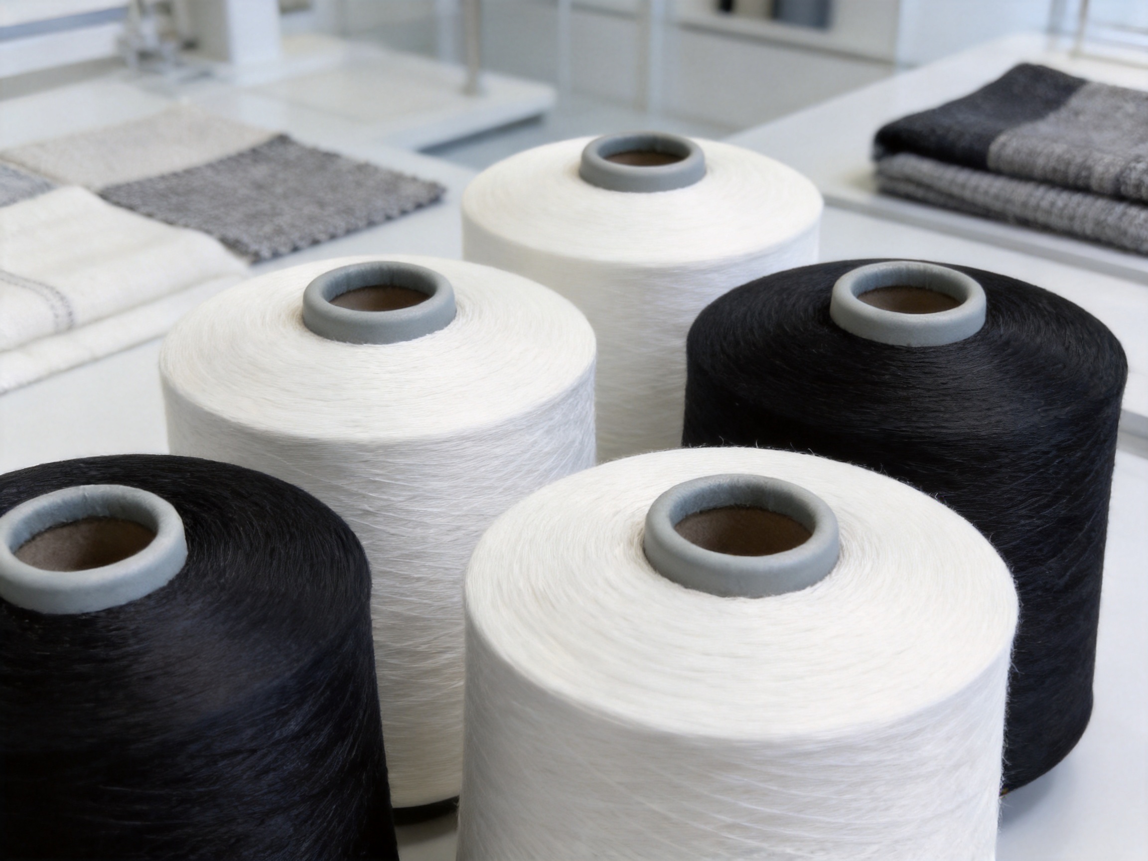 White-Black Bicolor D/F CD Yarn for Textile Weaving and Knitting
